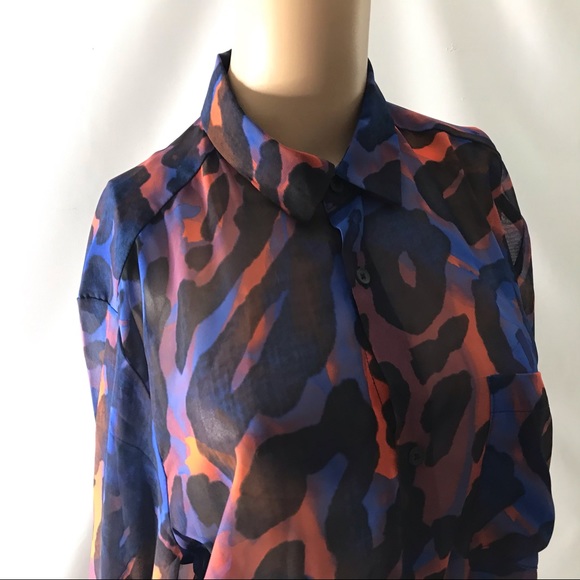 ASOS Design Size M Chiffon Button Up See Through Shirt Women Purple Longsleeve - Picture 2 of 7